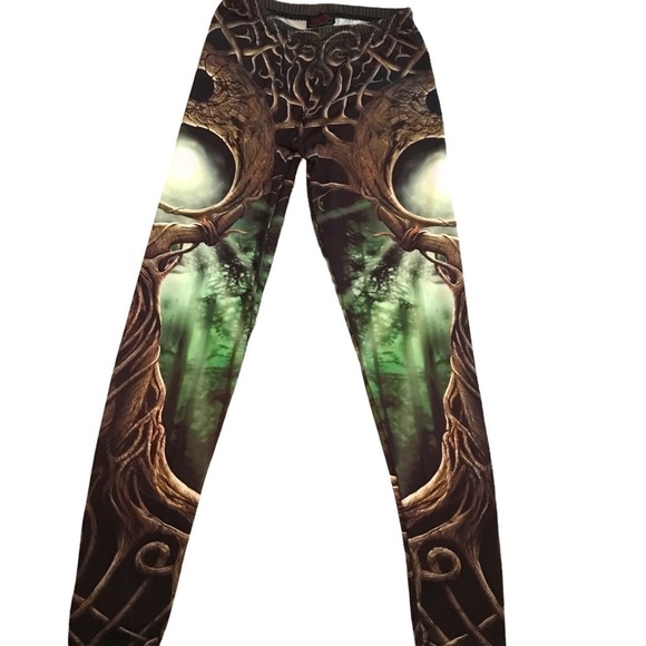 Oak Queen Goddess Fantasy Celtic Gothic Punk Rock Allover Print  Leggings S AK - Picture 2 of 6